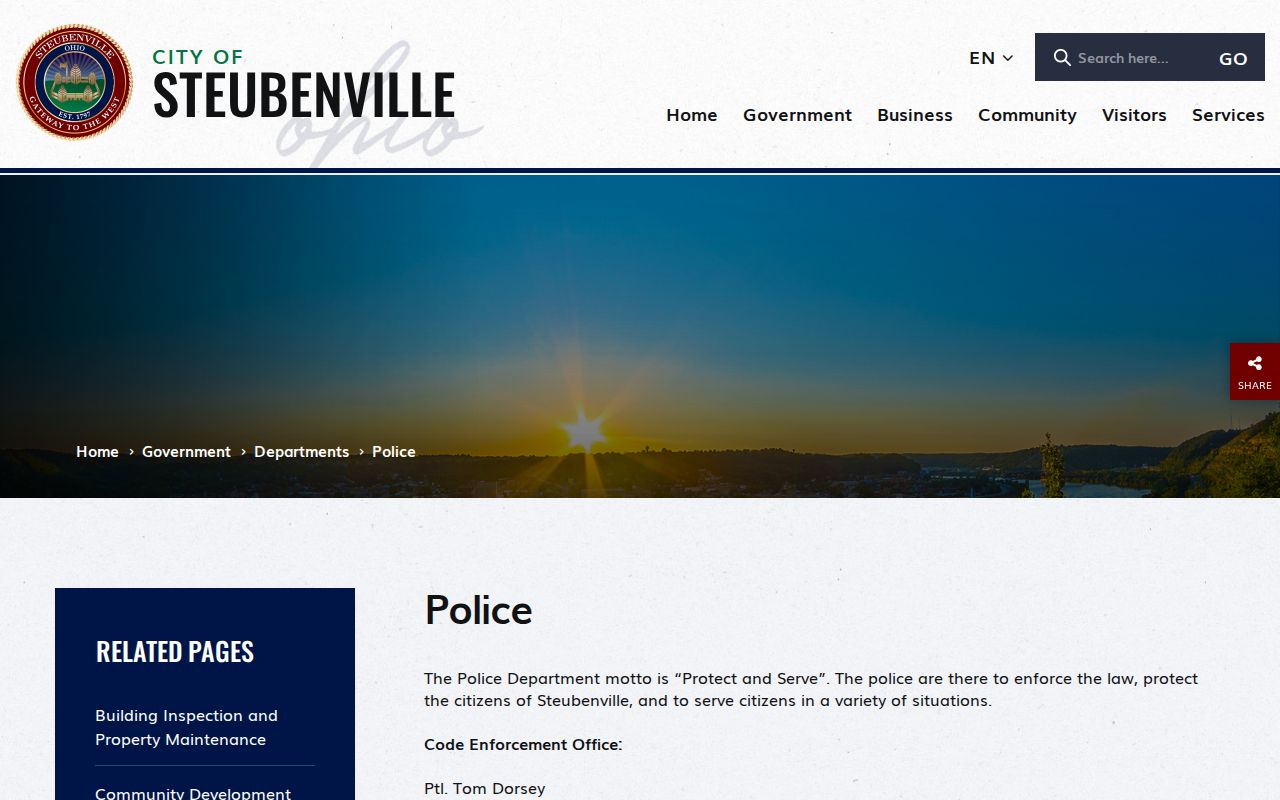 Steubenville Police Department official webpage
