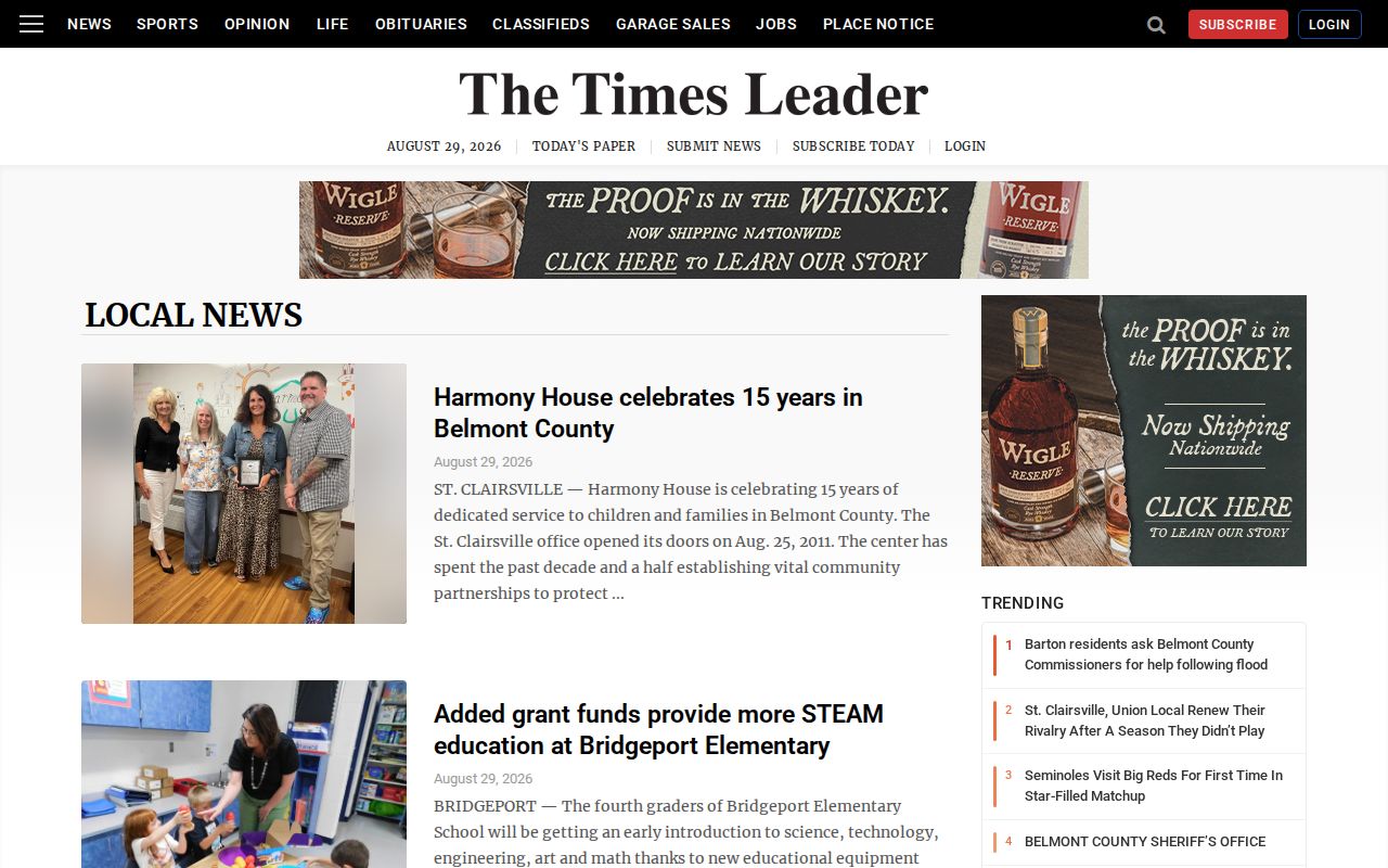 Times Leader local news section